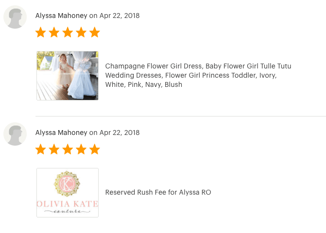 Great Review for wedding dresses by Olivia Kate Couture